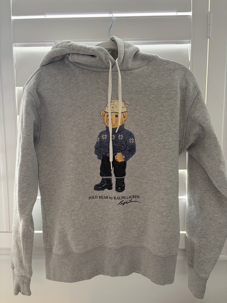 Polo Ralph Lauren Polo Bear Hoodie Xs Grey Fleece Sweatshirt